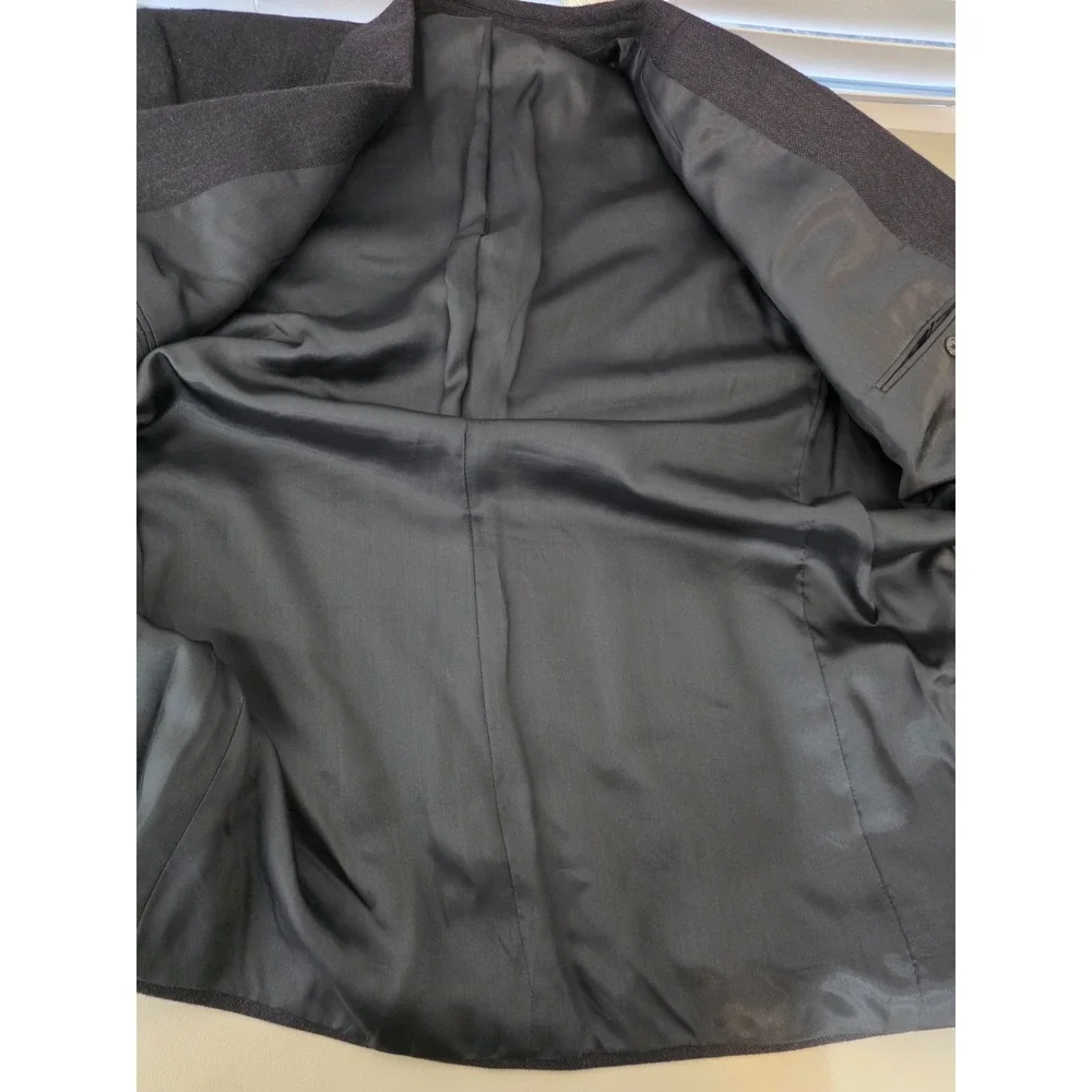 Joseph & Feiss Blazer Jacket Mens 46 L Gray Lambswool Sports Coat Herringbone